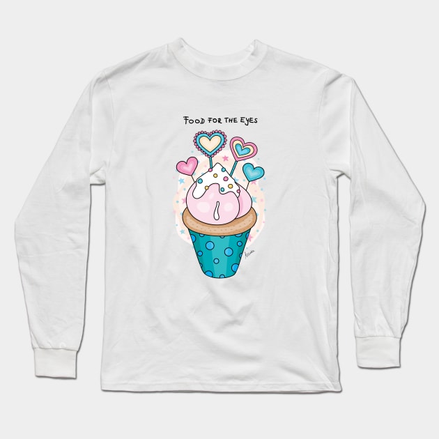 Cute Cupcake With Hearts Long Sleeve T-Shirt by azziella